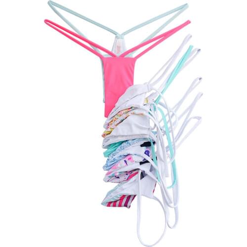 Women Super Sexy Thongs T-back Bikini Bottoms Micro Girl Swimwear Biquini Bikinis Brazilian Bikini Sheer Cheeky Black Pink