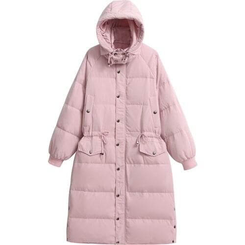 Warm Hooded Fashion Large Size Women Down Jacket 2021 New Winter Trend White Duck Down Medium Length Womens Down Jacket NBH225