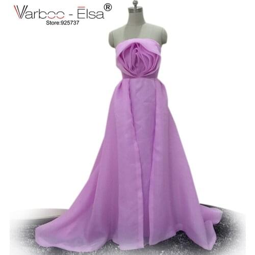 VARBOO_ELSA Vestidos Elegantes De Noche Arabic Style Evening Dresses Long 2018 High Quality Organza Purple Prom Dresses