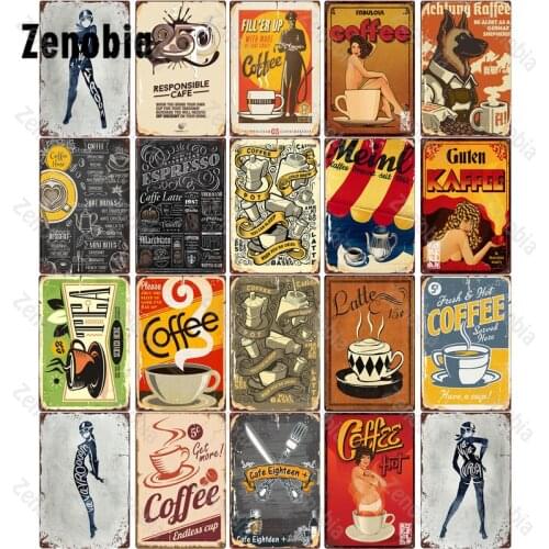 Metal Signs Vintage Plate Tin Signs Coffee Metal Cafe Decoration Retro Wall Stickers Decorative Tin Plates Coffee Shop Decor