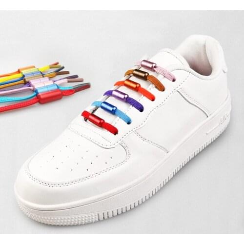 1Pair Creative Flat Elastic Quick Locking Shoelace No-tie Shoelaces For Kids Adult Unisex Sneakers Shoes Laces Multicolour