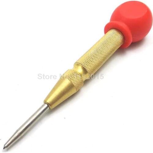 1 Pcs Automatic Metal Center Pin Punch Spring Loaded Red Handle Marking Starting Holes Tool High Speed Steel Dot Centre Punch