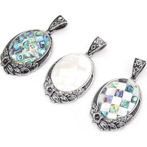 1pcs Natural Shell Charms Mixed Colors White Abalone Shell Pendants for Necklace Earring Jewelry Making Trendy Gift Size 40x60mm