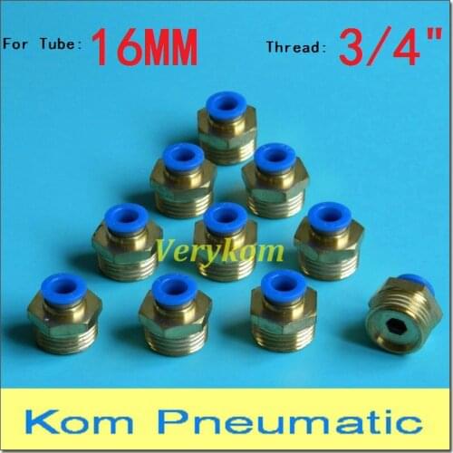 10X PC 16-06 Pneumatic 16MM Tube Push In 3/4" Male Quick Connect Air Fitting One Touch Push In To 3/4 PT Thread
