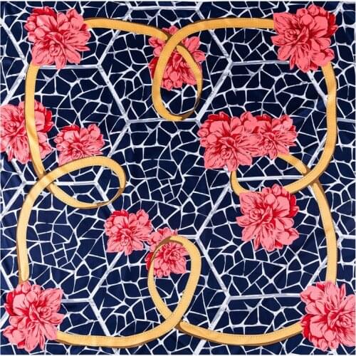 130cm Square Scarf Design Flower Luxury Twill 100% Silk Scarf Fashion Women Scarves Kerchief Shawl Echarpe Beach Towel Hijab