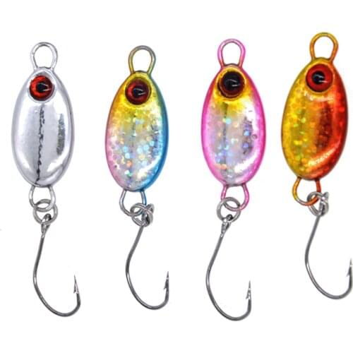 2PCS Trout Colorful spinner Spoon Lure Metal Bait Pesca Freshwater Fishing Feather Tackle Artificial Lake with Bag 2/3/5g