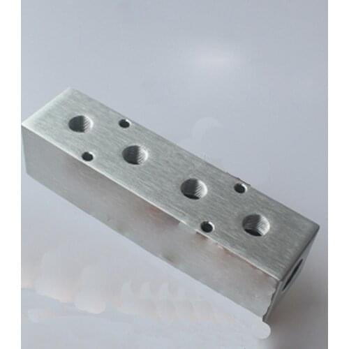 G1/2" In G1/4" Out 4 Way Pneumatic Air Solid Aluminum Manifold Block Splitter