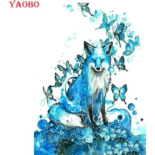 5D Diamond Painting Butterfly And Fox Diamond Mosaic Full Drill Square Diamond Embroidery Tools Picture Of Rhinestones Art