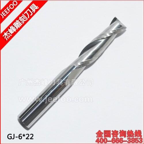6*22mm Two Flutes Spiral End Mill, Tungsten Steel Carbide CNC Router Bits, Engraving Tools