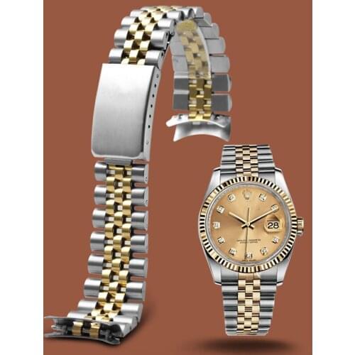 Watch accessories five beads log steel belt elbow arc mouth ear stainless steel mens watch with steel strapHollow steel belt