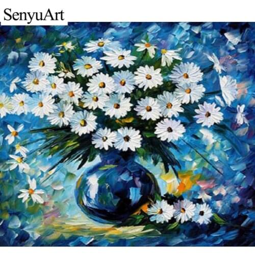 Diamond Painting Mosaic Full Round Daisy Flowers Picture Embroidery Wall Art Cross Stitch Kits Paiting Living Room Decorations