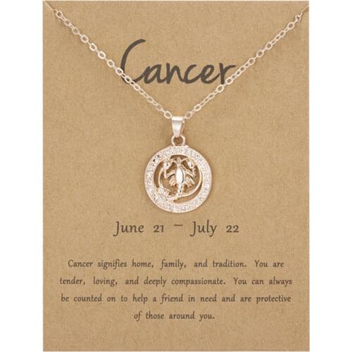 12 Horoscope Zodiac Sign Chain Women Men Rosegold Constellation Pendant Necklace Aries Leo Gemini Birthday Party Jewelry Gift