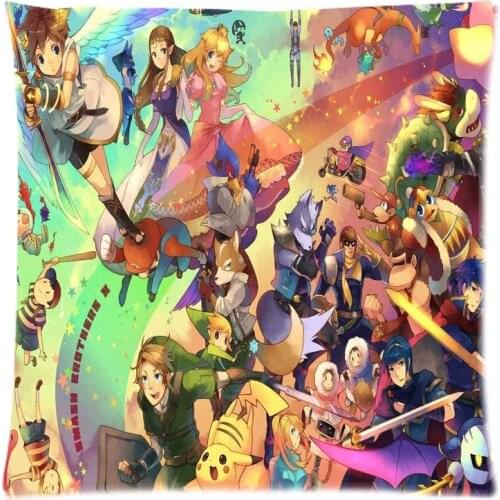 Super Smash Bros Print Pillow Case DIY Pillow Cover Decorative Pillowcase For Sofa Chair Cushion Cover 45x45cm Home Decor