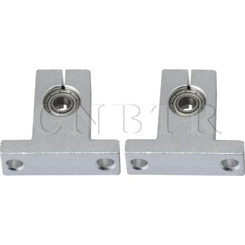 CNBTR Silver Aluminum Alloy Linear Rail Bearings Shaft Guide Support Bracket SK13 with 6mm ID Bearings for CNC Router Pack of 2