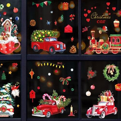 9Pcs Electrostatic PVC DIY Christmas Glass Stickers No Odor Removable Window Stickers 2021 New DIY Removable Window Stickers