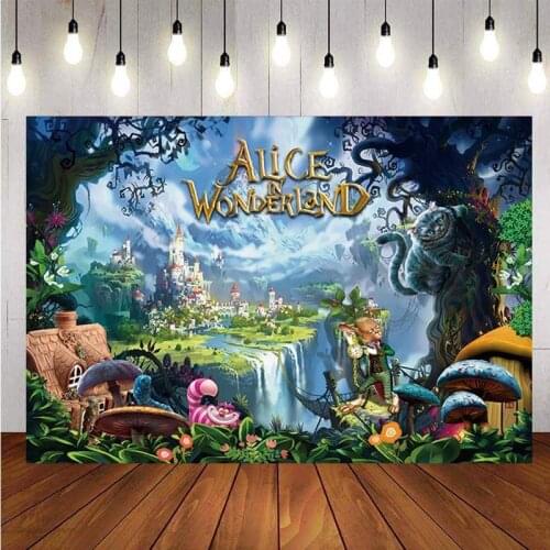 Alice In Wonderland Photography Backdrop Dream World Kids Birthday Party Fairy Castle Photo Background Banner Photo Studio Prop