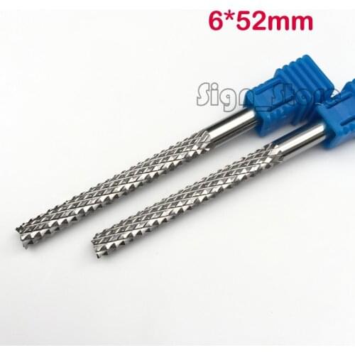 2pcs 6*52mm Corn Teeth End Mill, Milling Cutter CNC Router Bits Tools PCB, Printed Circuit Board Cutter on HDF,Fiber Glass Wood