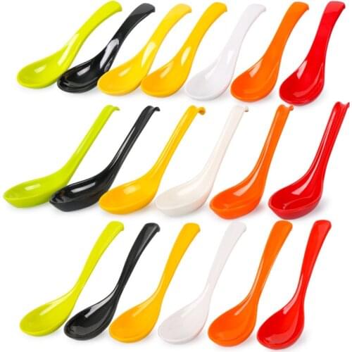 10 pieces/set A5 Melamine Imitation Porcelain Tableware Spoon Fall Resistant Color Hook Face Soup
