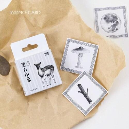 Cute stickers black and white impressions shaped decorative photo album diary scrapbook stickers set sealing stickers stationery