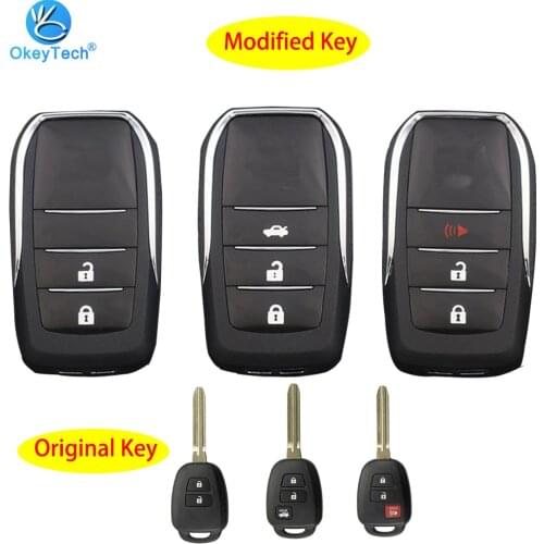 OkeyTech Modified Flip Folding Remote Control Car Key Shell Case For Toyota Reiz Corolla Camry RAV Prado 2014 2015 TOY43 Blade