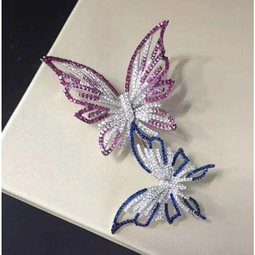 40X68MM high-end zircon butterfly brooch, gradual color pin, silk scarf buckle corsage accessories