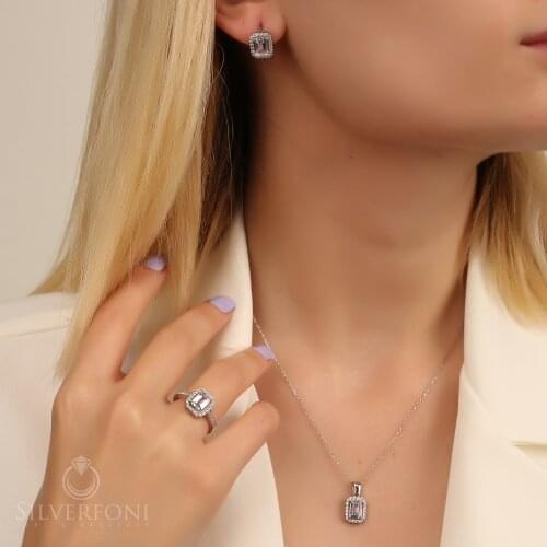 925 Sterling Silver Baguette Set Birthday Anniversary Fashion Engagement Wedding Band Top Quality Charm Jewelry Model 2