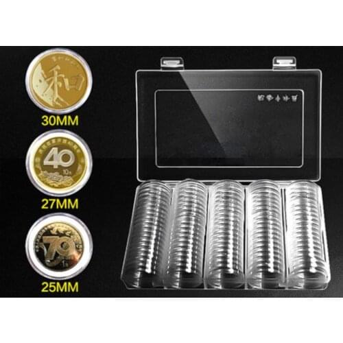 20sets 20/25/27/30mm Coin Capsules Round Plastic Coin Holder Box Container With Storage Organizer Box for Coin Collection SN1697