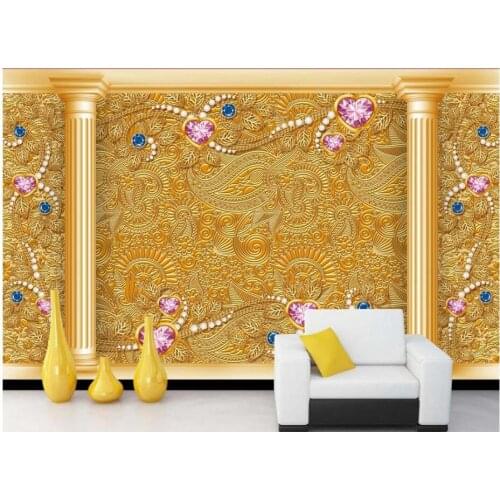 Custom photo 3d wallpaper Non-woven mural European Roman column golden pattern painting 3d wall murals wallpaper for living room