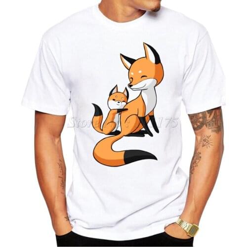 2019 New Arrivals Fashion Fox Hug Printed Mens T Shirt Cool Tops Casual Style T-shirt