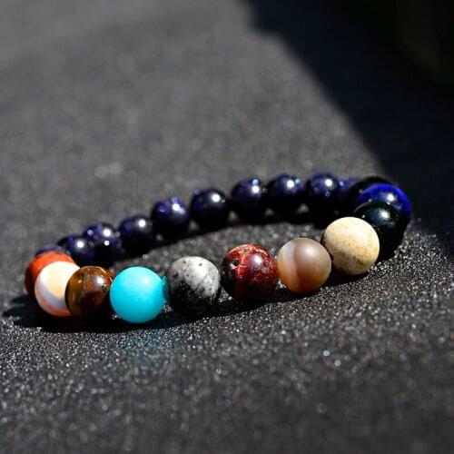 New Classic Eight Planets Stone Beads Bracelet For Men Lovers Universe Yoga Galaxy Solar System Bracelets Women Jewelry