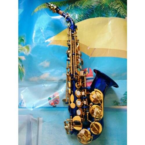 Brand new Small Bend Bb Soprano Saxophone In B-Flat Blue Bronze Saxophone Soprano Sax Musical Instrument