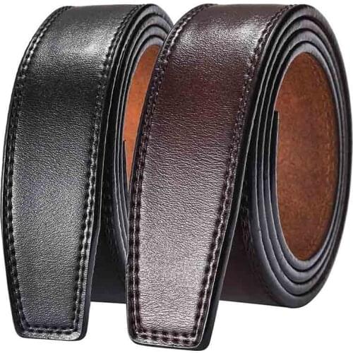 Men Belts Body 3.5cm Wide No Buckle Cowskin 100% Real Cow Genuine Leather High Quality Men Automatic Belt Body with Buckle Kemer