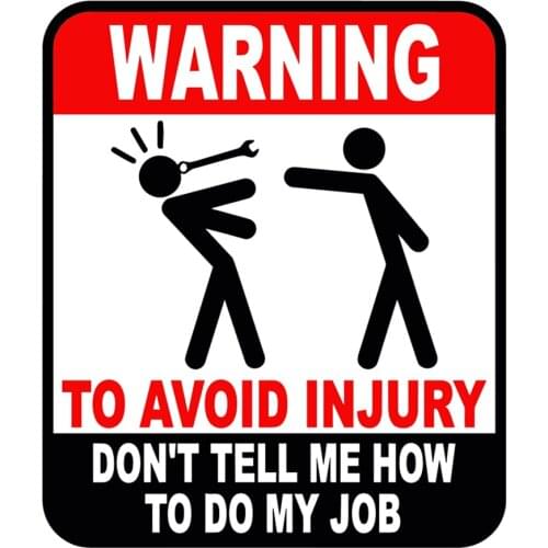 RuleMylife WARNING to avoid injury don't tell me how to do my job car stickers decal anime cute car accessories decoration pegatinas para coche