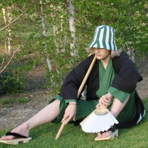 S-2XL Anime Bleach Urahara Kisuke Gotei 13 Cosplay Costume Halloween Christmas Party Uniform + Hat Suit For Women Men C105M263