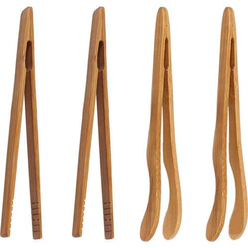 4pcs/set Food Pliers Kitchen Tongs Tea Bread Barbecue Supplies Fry Heat-Resistant Janpanse Sushi Bamboo Steak Clips Kitchen Tool