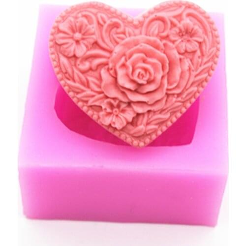 Silicone mold 3D rose heart shape fondant cake mold DIY Aromatic gypsum soap clay resin craft decorations mould handmade tools