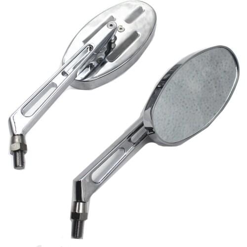 2xChrome Motorcycle Mirrors 8MM 10MM Rearview Mirrors For Harley Dyna Sportster XL883 1200 Kawasaki Ninja Honda CBR 929RR Suzuki