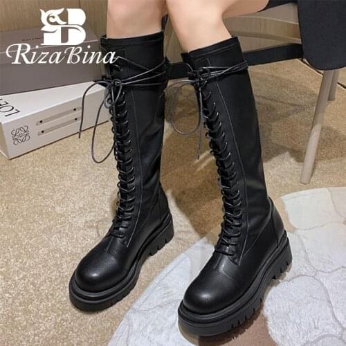 RIZABINA Size 34-42 Knee High Boots For Women Shoes 2022 Platform Thick Bottom Fashion Female Long Boot Ladies Footwear