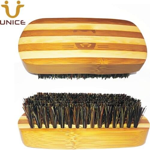 100pcs/lot Your LOGO Customized Bamboo Beard Brush with Boar Bristle Custom Carve LOGO Name Men Grooming Brush Barber Shop Tools