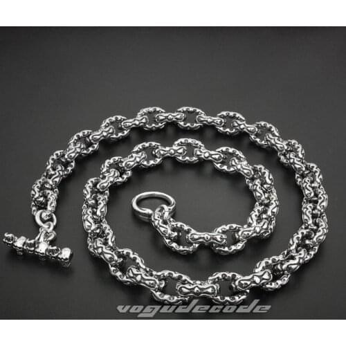 18" ~ 36" 316L Stainless Steel Double Heart Mens Biker Rocker Punk Necklace Chain 5S003N