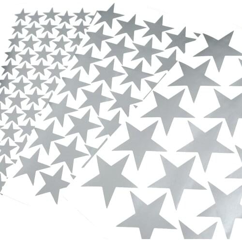 3/5/7cm Vinyl Silver Stars Wall Stickers Matte PVC Die Cut Sticker For Baby Nursery Bedroom Decoration Wall Art DIY Scrapbooking
