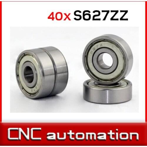 40pcs 627 S627ZZ S627-2Z 7*19*6 Miniature stainless steel deep groove Radial shaft ball bearing