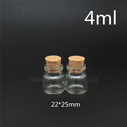 48pcs 4ml Small Cute Mini Cork Stopper Glass Bottles Vials Jars Containers 4cc Small Wishing Bottle with Cork