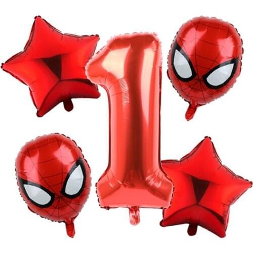 5pcs/set Superhero Inflatable Globos Cartoon Iron Man Spiderman Captain America Hulk Figure Balloon Kids Birthday Party Supplies