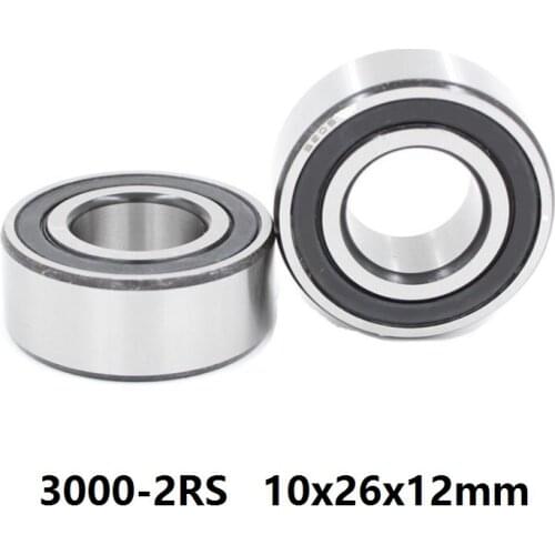 50pcs/lot 3000-2RS 3000RS 3000 2RS RS 10x26x12 mm Double Row Angular Contact Ball Bearing sealed 10*26*12mm