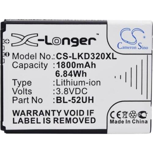 Cameron Sino 1800mAh battery for LG D280 D280N D285 D320 D325 D329 Escape 2 H420 H440N Ultimate 2 ULTIMATE II VS450 BL-52UH