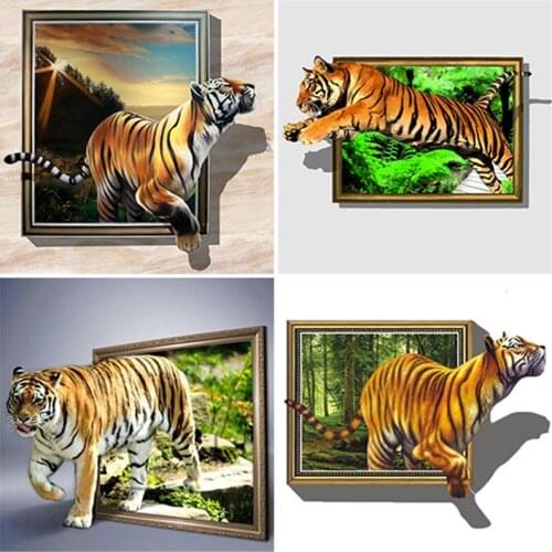 DIY 5D Diamond Painting Tiger Cross Stitch Rhinestone Full Square Round Diamond Embroidery Animal Needlework Handmade Home Decor