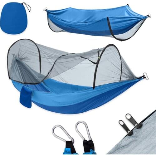 Automatic Quick-opening Hammock with Mosquito Net Outdoor Single Double Camping Pole Mosquito-proof Mosquito Net Hammock