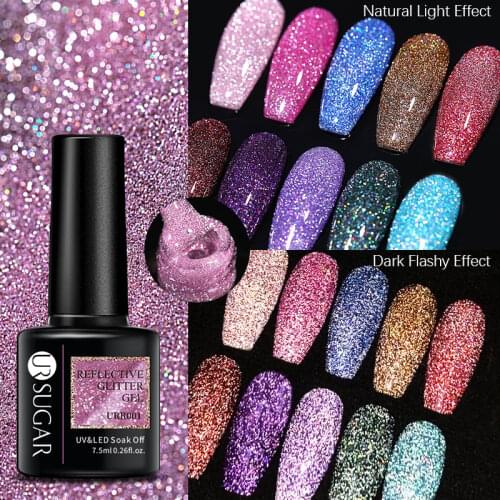 UR SUGAR Sparkling Gel Nail Polish Reflective Glitter Nail Gel Semi Permanent Nail Art Varnish For Manicures Need Base Top Coat