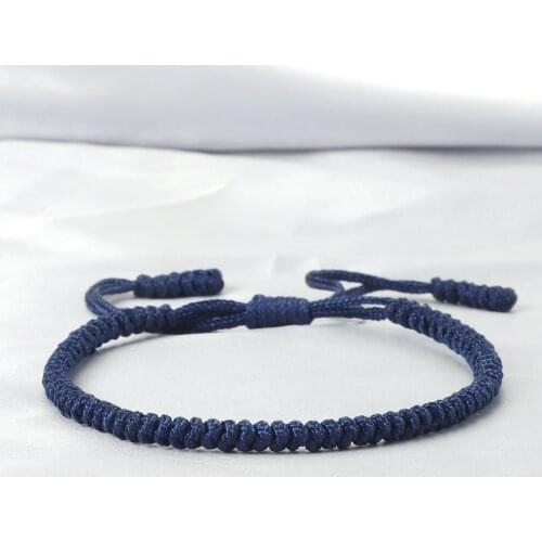 Fashion Men Adjustable Braided Bracelets Navy Blue Green Thread Handmade Knot Rope Bangles Tibetan Buddhist Jewelry For Women